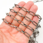 Load image into Gallery viewer, Black Rhodium Sterling Silver Long and Short Link Chain