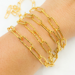 Load image into Gallery viewer, Gold Plated 925 Sterling Silver Paperclip Diamond Cut Unfinished Oval Link Chain. V10GP