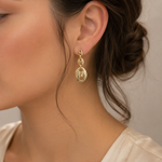 Load image into Gallery viewer, GER86. 14K Solid Gold Puffed Mariner Diamond Cut Link Earrings