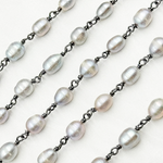 Load image into Gallery viewer, Grey Freshwater Pearl Organic Shape Wire Wrap Chain.