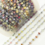 Load image into Gallery viewer, Multi Sapphire Ombre Oxidized Wire Chain. MSA14