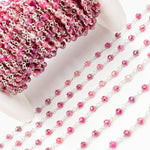 Load image into Gallery viewer, Coated Red Quartz Sterling Silver Wire Wrap Chain