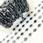 Load image into Gallery viewer, Black Spinel Rondel Faceted Wire Chain
