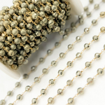 Load image into Gallery viewer, Pyrite Round shape Gold Plated 925 Sterling Silver Wire Chain