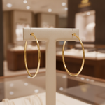 Load image into Gallery viewer, GER167. 14K Solid Gold Hollow Smooth Hoop