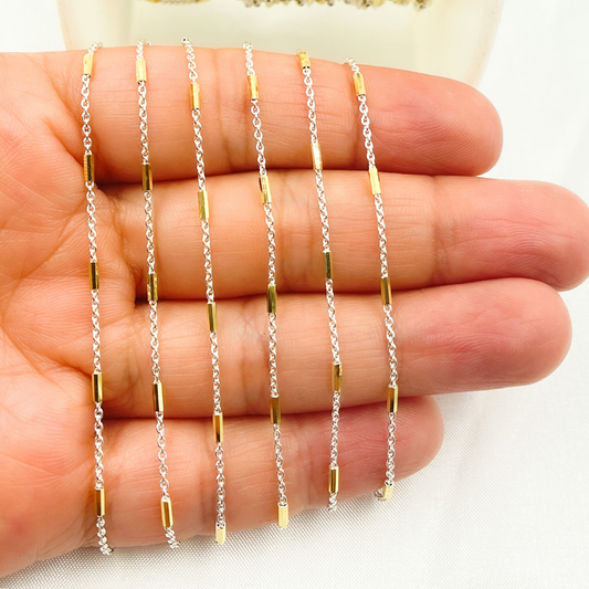 Sterling Silver Satellite Gold Plated Tube Chain