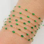 Load image into Gallery viewer, Gold Filled Green Color Enamel Cable Chain