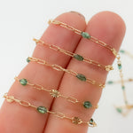 Load image into Gallery viewer, V295OGGF. 14K Gold Filled Olive Green Color Enamel with Paperclip and Diamond Cut Marina Links