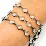 Load image into Gallery viewer, Crystal Round Shape Bezel Oxidized Wire Chain