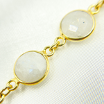 Load image into Gallery viewer, White Moonstone Round Shape Bezel Gold Plated Wire Chain.