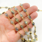 Load image into Gallery viewer, Labradorite Pear Shape Bezel Chain.