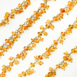 Load image into Gallery viewer, Orange Garnet Cluster Dangle Gold Plated Wire Chain.