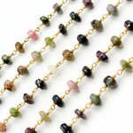 Load image into Gallery viewer, Multi Tourmaline Gold Plated Wire Chain.