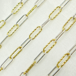 Load image into Gallery viewer, Gold Plated 925 Sterling Silver Paperclip Smooth & Diamond Cut Link Chain