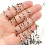 Load image into Gallery viewer, Multi Moonstone & CZ Dangle Oxidized Wire Chain