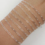 Load image into Gallery viewer, 161TDSS. 925 Sterling Silver Smooth Long and Short Dapped Link Chain