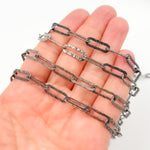 Load image into Gallery viewer, Black Rhodium Sterling Silver Hammered Paperclip Link Chain