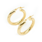 Load image into Gallery viewer, 15850000043. 14K Solid Gold Hollow Smooth Hoop Earrings