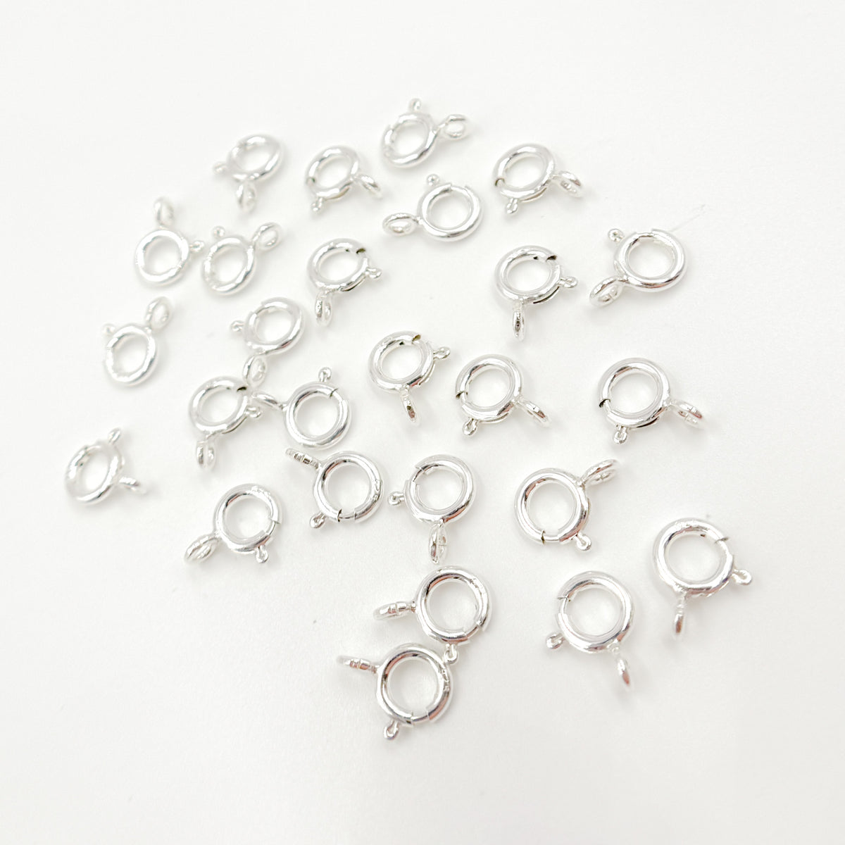 7MM White Sterling Silver Spring Ring Clasp