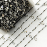 Load image into Gallery viewer, Pyrite & CZ Dangle Oxidized Wire Chain.