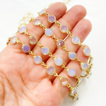 Load image into Gallery viewer, Opalite Round Shape Bezel Gold Plated Wire Chain