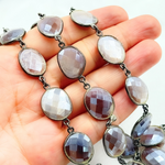 Load image into Gallery viewer, Coated Chocolate Moonstone Organic Shape Bezel Oxidized Wire Chain.