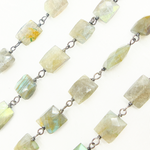 Load image into Gallery viewer, Labradorite Rectangular Shape Oxidized Wire Chain.