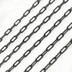 Load image into Gallery viewer, Black Rhodium Matt Sterling Silver Flat Paperclip Chain