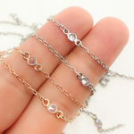 Load image into Gallery viewer, Cubic Zirconia Round 3mm Shape Connector With Chain Between