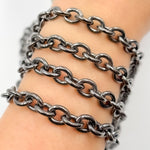 Load image into Gallery viewer, V268BR. Black Rhodium Sterling Silver Heavy Oval Link Chain