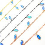 Load image into Gallery viewer, Created Blue Opal Marquise Shape Dangle Chain