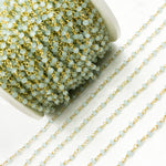 Load image into Gallery viewer, Aqua Color Chalcedony Gold Plated 925 Sterling Silver Wire Chain.