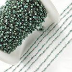 Load image into Gallery viewer, Black Rhodium 925 Sterling Silver and Natural Turquoise Wire Wrapped Bead Chain