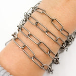 Load image into Gallery viewer, Oxidized Sterling Silver Smooth Paperclip Chain