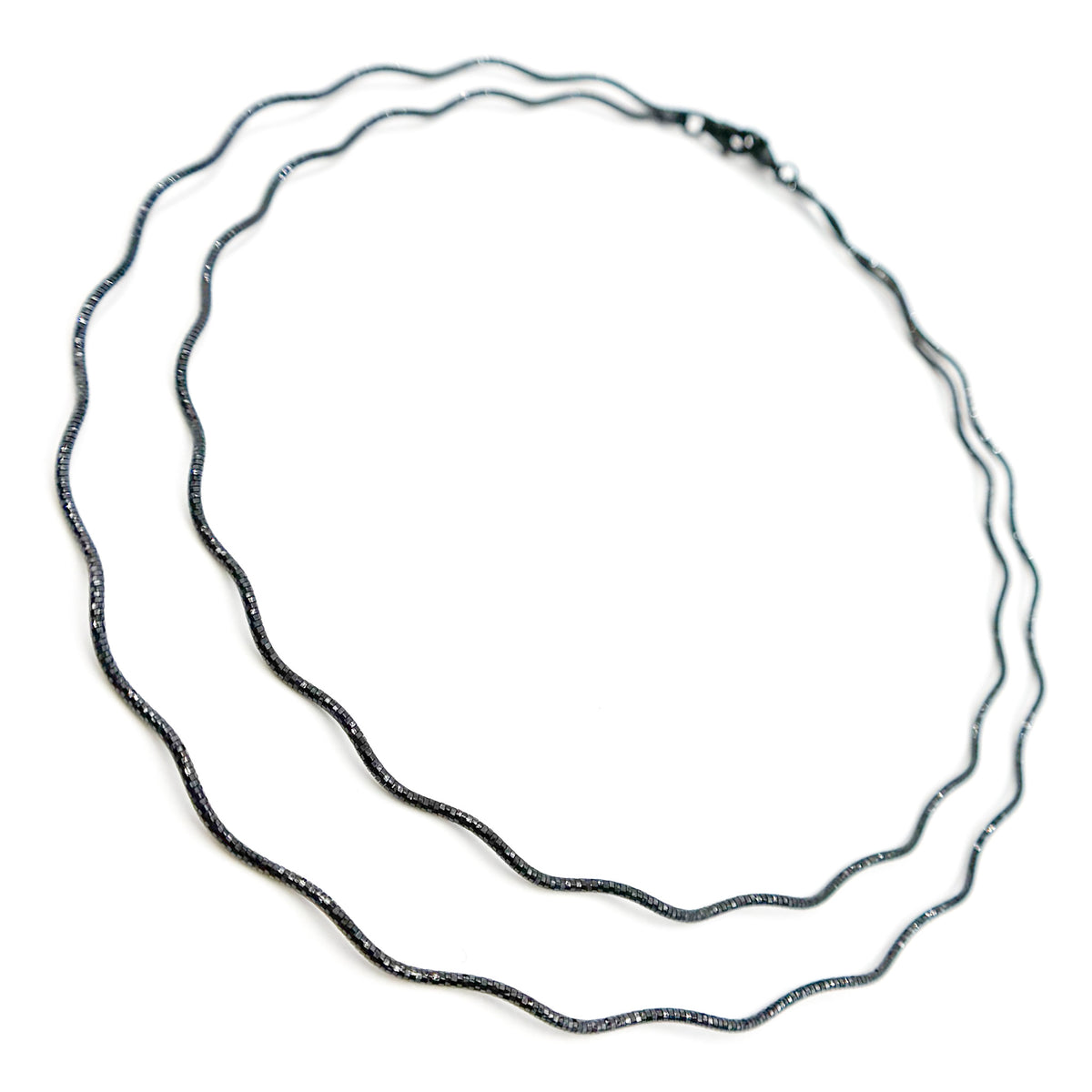 Black Rhodium Sterling Silver Snake Omega Necklace