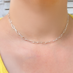 Load image into Gallery viewer, Sterling Silver Smooth Paperclip Necklace