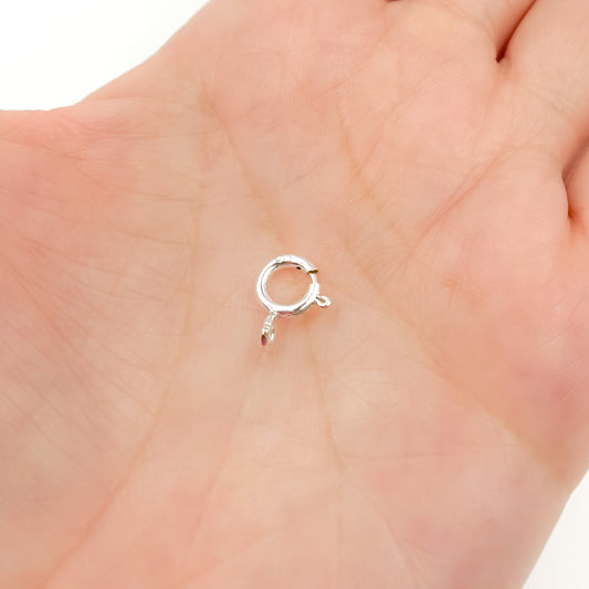 7MM White Sterling Silver Spring Ring Clasp