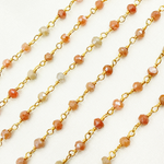 Load image into Gallery viewer, CQU30. Coated Peach Quartz Gold Plated Wire Chain