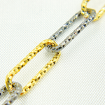 Load image into Gallery viewer, 925 Sterling Silver Gold Plated & Black Rhodium Diamond Cut Paperclip Chain