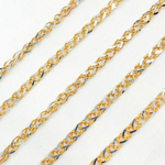 Load image into Gallery viewer, Two Tone Gold Plated and White 925 Sterling Silver Wheat Chain