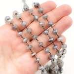 Load image into Gallery viewer, Coated Moonstone Oxidized Wire Chain.