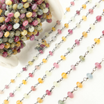 Load image into Gallery viewer, Multi Sapphire Smooth Oxidized Wire Chain