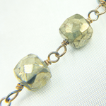 Load image into Gallery viewer, Pyrite Cube Shape Oxidized Wire Chain.