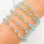 Load image into Gallery viewer, Blue Chalcedony Gold Plated Sterling Silver Wire Chain