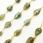 Load image into Gallery viewer, Labradorite Tear Drop Gold Plated 925 Sterling Silver Wire Chain