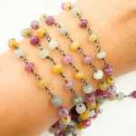 Load image into Gallery viewer, Multi Sapphire Smooth Oxidized Wire Chain