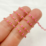 Load image into Gallery viewer, Gold Plated Enamel Sterling Silver Pink Enamel Chain