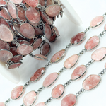 Load image into Gallery viewer, Strawberry Quartz Organic Shape Bezel Oxidized Wire Chain.