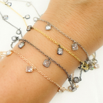 Load image into Gallery viewer, Cubic Zirconia Square 4mm Shape Dangle Chain