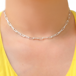 Load image into Gallery viewer, Sterling Silver Diamond Cut Paperclip Necklace